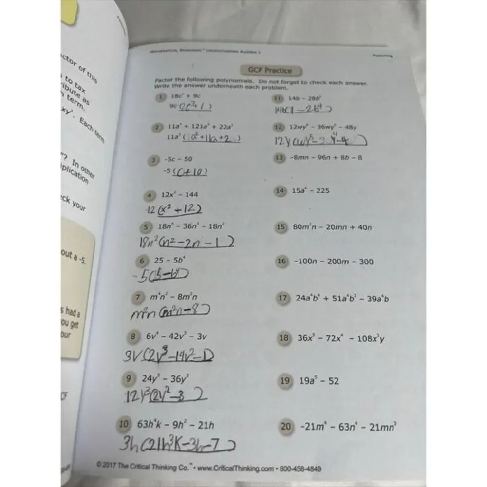Critical Thinking Co.‎ Understanding Algebra 1 Mathematical Reasoning Workbook